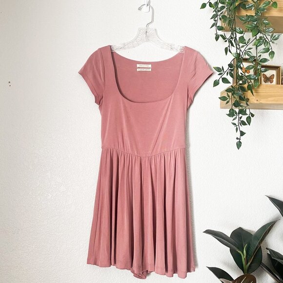 🦋  URBAN OUTFITTERS Pink Cupro Square Neck Romper Small UO Playsuit Girly Boho - Picture 2 of 4